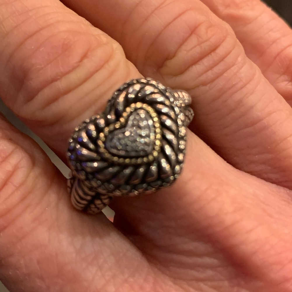 Andrea Candela diamond, silver and gold heart ring.